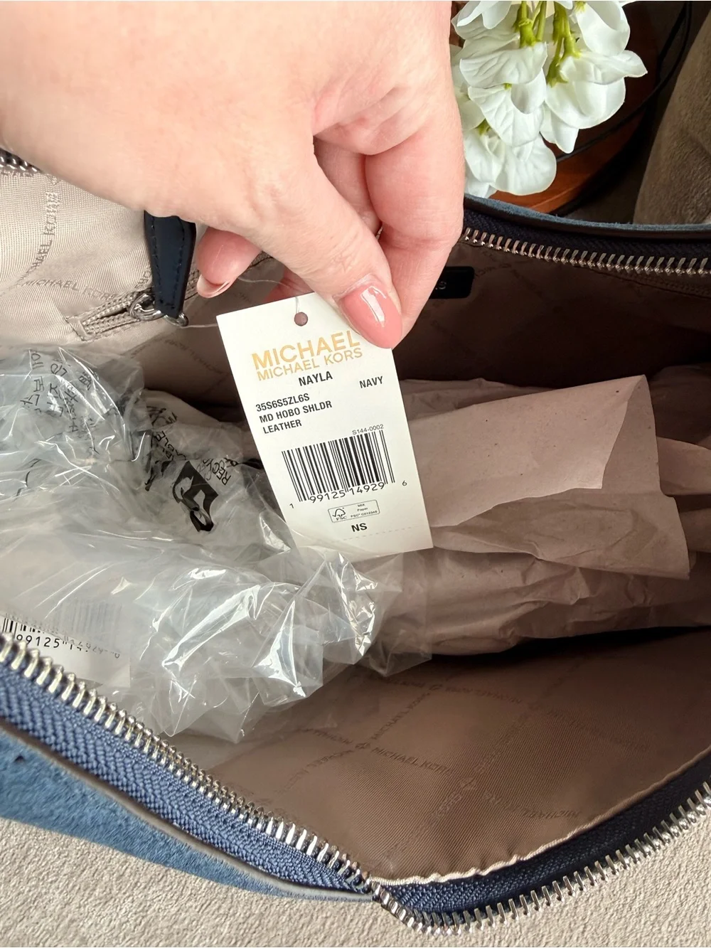 Michael Kors Blue Nayla Suede Hobo Bag Brand New!